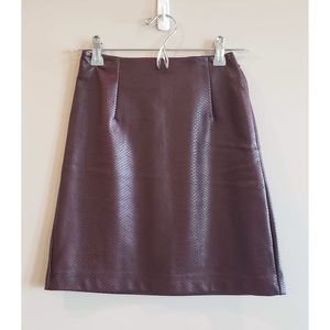 Burgundy Faux Leather Mini Skirt